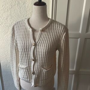Mango Cream Textured Women's Cardigan / Lady Jacket